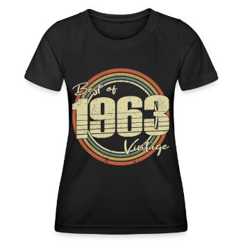 60. Geburtstag Jahrgang 1963 Best of 1963 - Frauen Funktions-T-Shirt - Schwarz - Vorne - AI Model Female 172 light (172cm)