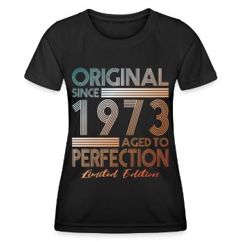 50e anniversaire né en 1973 Original depuis 1973 - T-shirt sport Femme - noir - Devant - AI Model Female 172 light (172cm)