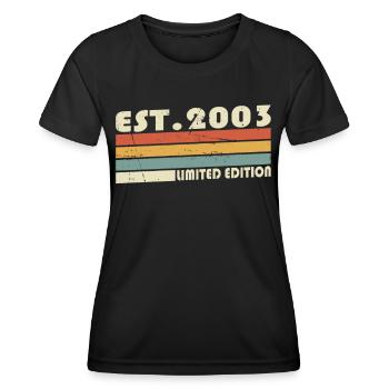 20th birthday Born 2003 Estimated 2003 - Women's Functional T-Shirt - black - Front - AI Model Female 172 light (172cm)