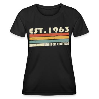 60th birthday born 1963 Estimated 1963 - Women's Functional T-Shirt - black - Front - AI Model Female 172 light (172cm)