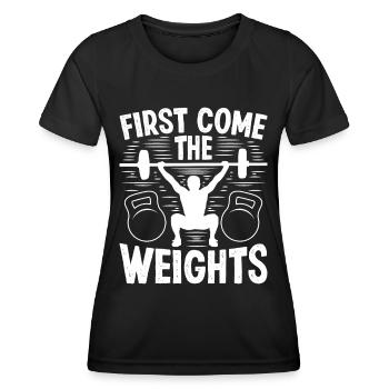 Strongman First Weights Gym Fitness Bodybuilding - Women's Functional T-Shirt - black - Front - AI Model Female 172 light (172cm)