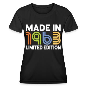 60e anniversaire Né en 1963 Fabriqué en 1963 - T-shirt sport Femme - noir - Devant - AI Model Female 172 light (172cm)