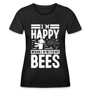 Beekeeper Happy When Im With My Bees Beekeeping - Women's Functional T-Shirt - black - Front - AI Model Female 172 light (172cm)