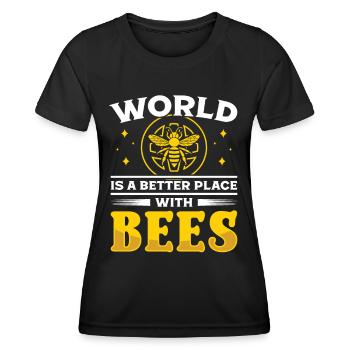 Imker World Better Place With Bees Bienen Imkerei - Frauen Funktions-T-Shirt - Schwarz - Vorne - AI Model Female 172 light (172cm)