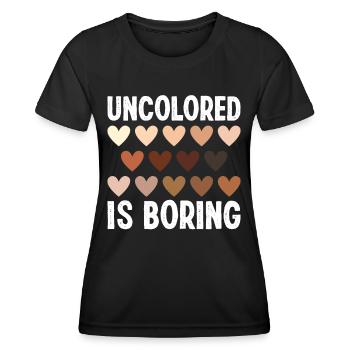 Mois de l’histoire des Noirs Uncolored is Boring Afrika - T-shirt sport Femme - noir - Devant - AI Model Female 172 light (172cm)