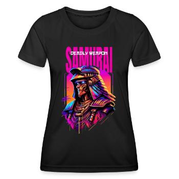 Samurai Cyber Warrior Geschenk - Frauen Funktions-T-Shirt - Schwarz - Vorne - AI Model Female 172 light (172cm)