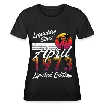 50th birthday Born April 1973 Legendary 1973 - Women's Functional T-Shirt - black - Front - AI Model Female 172 light (172cm)