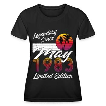40e anniversaire né en mai 1983 Légendaire 1983 - T-shirt sport Femme - noir - Devant - AI Model Female 172 light (172cm)