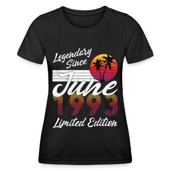 30th birthday born June 1993 Legendary 1993 - Women's Functional T-Shirt - black - Front - AI Model Female 172 light (172cm)