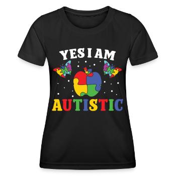 Autismus Yes I Am Autistic Autism Awareness - Frauen Funktions-T-Shirt - Schwarz - Vorne - AI Model Female 172 light (172cm)