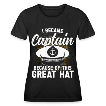Captain Captain Because Of This has ship boat - Women's Functional T-Shirt - black - Front - AI Model Female 172 light (172cm)