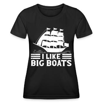 Capitaine J’aime les grands bateaux Bateau Bateau Voile - T-shirt sport Femme - noir - Devant - AI Model Female 172 light (172cm)