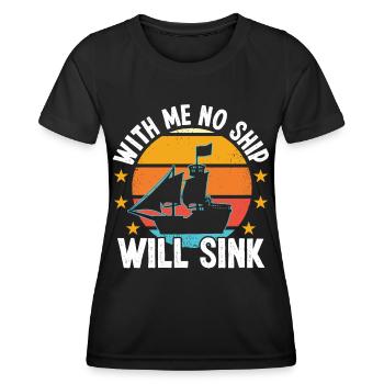 Kapitän With Me No Ship Will Sink Schiff Boot - Frauen Funktions-T-Shirt - Schwarz - Vorne - AI Model Female 172 light (172cm)