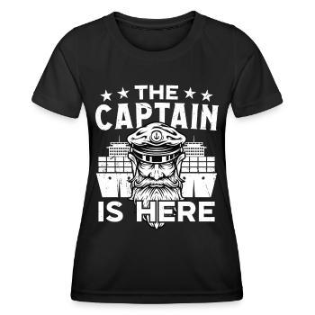 Capitaine Le capitaine est ici Bateau Bateau Navigation - T-shirt sport Femme - noir - Devant - AI Model Female 172 light (172cm)