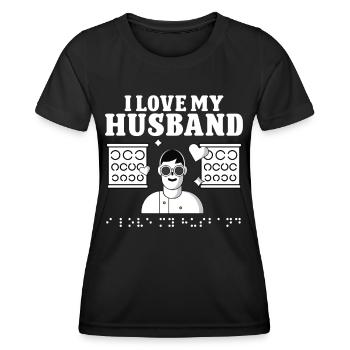 Blindheit I Love My Husband Blindness Awareness - Frauen Funktions-T-Shirt - Schwarz - Vorne - AI Model Female 172 light (172cm)
