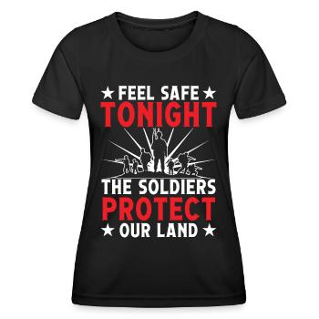 Soldier Feel Safe Tonight Military Army Veteran - Women's Functional T-Shirt - black - Front - AI Model Female 172 light (172cm)