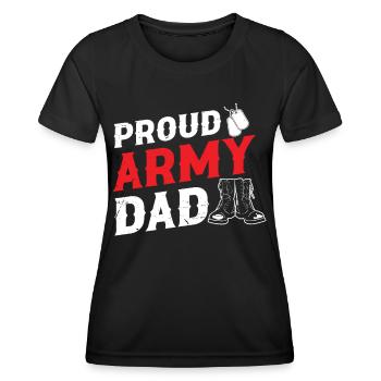 Soldat fier de l’armée Papa Militaire Vétéran de l’Armée - T-shirt sport Femme - noir - Devant - AI Model Female 172 light (172cm)