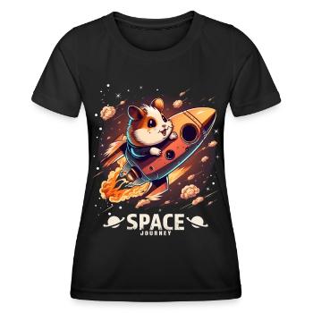 Astronaut Hamster Hamsterliebhaber Weltall Design - Frauen Funktions-T-Shirt - Schwarz - Vorne - AI Model Female 172 light (172cm)
