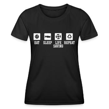 Lifeguard Eat Sleep Life Saving Repeat - Women's Functional T-Shirt - black - Front - AI Model Female 172 light (172cm)