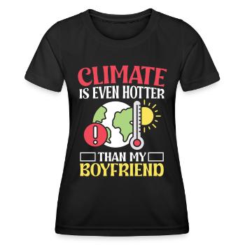 L’activisme environnemental, le climat plus chaud que son petit ami - T-shirt sport Femme - noir - Devant - AI Model Female 172 light (172cm)