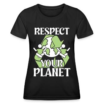 Activisme environnemental Respectez votre planète Protection de l’environnement - T-shirt sport Femme - noir - Devant - AI Model Female 172 light (172cm)