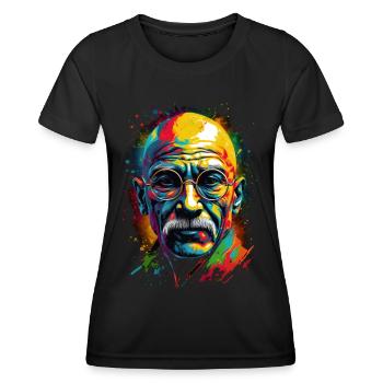 Mahatma Gandhi, lauréat du prix Nobel de la paix - T-shirt sport Femme - noir - Devant - AI Model Female 172 light (172cm)