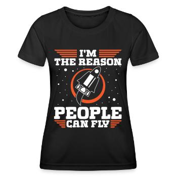 Luft- und Raumfahrtingenieur Reason People Can Fly - Frauen Funktions-T-Shirt - Schwarz - Vorne - AI Model Female 172 light (172cm)