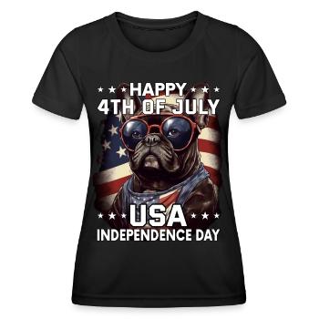 Bulldogge 4 July Independence Day USA Flagge - Frauen Funktions-T-Shirt - Schwarz - Vorne - AI Model Female 172 light (172cm)