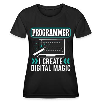 Programmeur développeur logiciel Créer Digital Magic - T-shirt sport Femme - noir - Devant - AI Model Female 172 light (172cm)