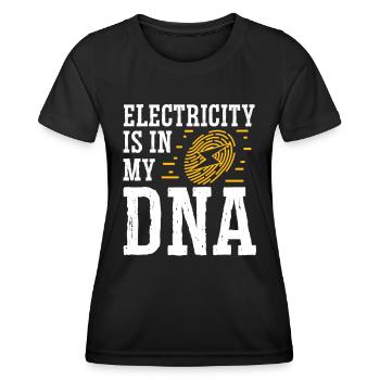 Elektriker Electricity In My DNA Elektroingenieur - Frauen Funktions-T-Shirt - Schwarz - Vorne - AI Model Female 172 light (172cm)