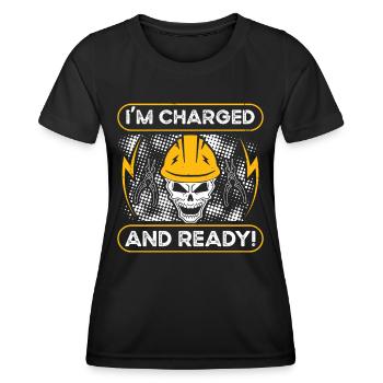 Electrician I'm Charged And Ready Electrical Engineer - Women's Functional T-Shirt - black - Front - AI Model Female 172 light (172cm)