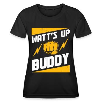 Elektriker Watt's Up Buddy Elektroingenieur - Frauen Funktions-T-Shirt - Schwarz - Vorne - AI Model Female 172 light (172cm)