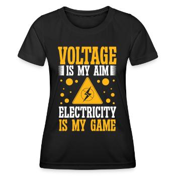 Elektriker Electricity Is My Game Elektroingenieur - Frauen Funktions-T-Shirt - Schwarz - Vorne - AI Model Female 172 light (172cm)