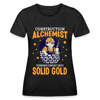 Bauarbeiter Construction Alchemist Baumeister Bau - Frauen Funktions-T-Shirt - Schwarz - Vorne - AI Model Female 172 light (172cm)