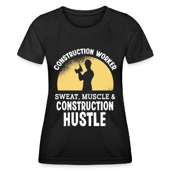 Bauarbeiter Construction Worker Hustle Baumeister - Frauen Funktions-T-Shirt - Schwarz - Vorne - AI Model Female 172 light (172cm)