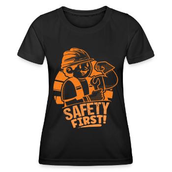 Bauarbeiter Safety First Baumeister Handwerker Bau - Frauen Funktions-T-Shirt - Schwarz - Vorne - AI Model Female 172 light (172cm)