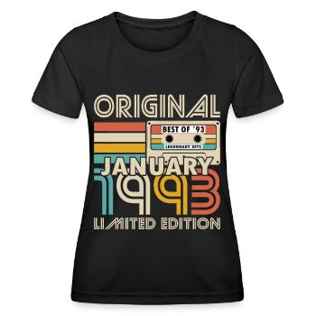 30th Birthday Year January 1993 Original 1993 - Women's Functional T-Shirt - black - Front - AI Model Female 172 light (172cm)
