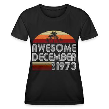50th Birthday Vintage Awesome December 1973 - Women's Functional T-Shirt - black - Front - AI Model Female 172 light (172cm)