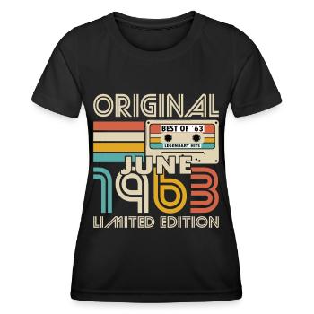 60th Birthday Year June 1963 Original 1963 - Women's Functional T-Shirt - black - Front - AI Model Female 172 light (172cm)