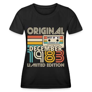 40th Birthday Year December 1983 Original - Women's Functional T-Shirt - black - Front - AI Model Female 172 light (172cm)