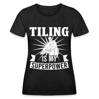 Carrelage de mon revêtement de sol Superpower - T-shirt sport Femme - noir - Devant - AI Model Female 172 light (172cm)