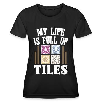 La vie de Tilenleger est pleine de carreaux - T-shirt sport Femme - noir - Devant - AI Model Female 172 light (172cm)