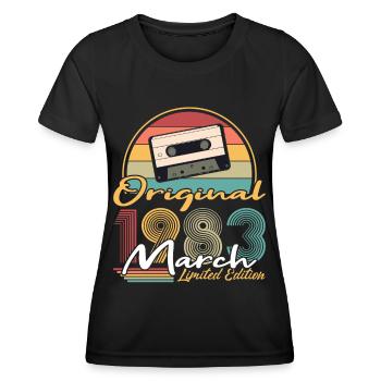 40th Birthday Year March 1983 Original 1983 - Women's Functional T-Shirt - black - Front - AI Model Female 172 light (172cm)