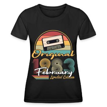 40th Birthday Year February 1983 Original 1983 - Women's Functional T-Shirt - black - Front - AI Model Female 172 light (172cm)