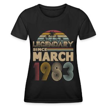 40th Birthday Year March 1983 Legendary 1983 - Women's Functional T-Shirt - black - Front - AI Model Female 172 light (172cm)