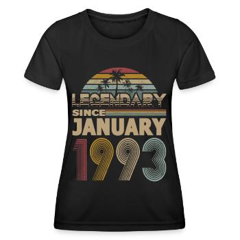 30th Birthday Year January 1993 Legendary 1993 - Women's Functional T-Shirt - black - Front - AI Model Female 172 light (172cm)