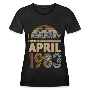 40e anniversaire né en avril 1983 légendaire 1983 - T-shirt sport Femme - noir - Devant - AI Model Female 172 light (172cm)