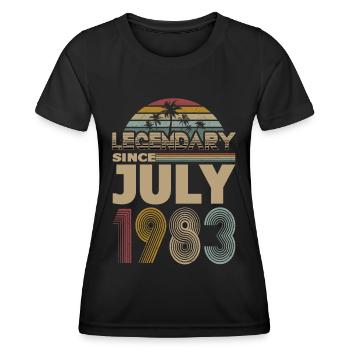 40e anniversaire Juillet 1983 Légendaire 1983 - T-shirt sport Femme - noir - Devant - AI Model Female 172 light (172cm)