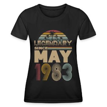 40e anniversaire né en mai 1983 légendaire 1983 - T-shirt sport Femme - noir - Devant - AI Model Female 172 light (172cm)