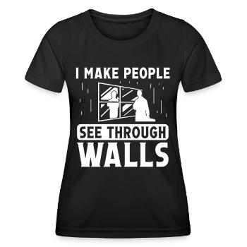 Glaser Make People See Through Walls Fensterbau - Women's Functional T-Shirt - black - Front - AI Model Female 172 light (172cm)